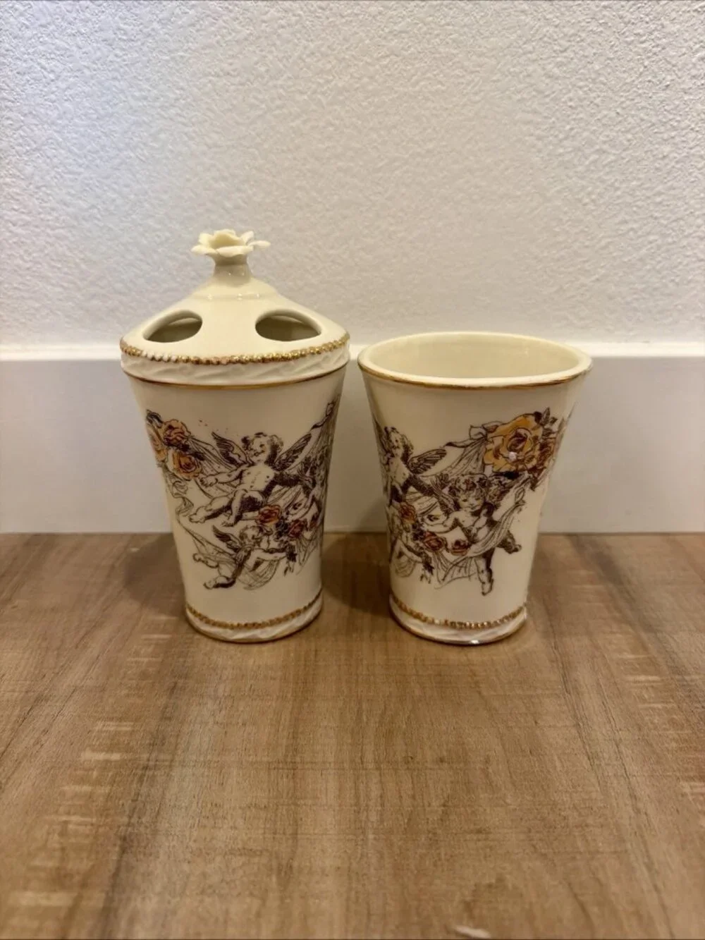 Vintage Avon Ceramic Porcelain Toothbrush Holder & Cup Set
